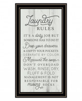 Laundry Rules 1 Black Framed Print Wall Art